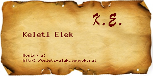 Keleti Elek névjegykártya